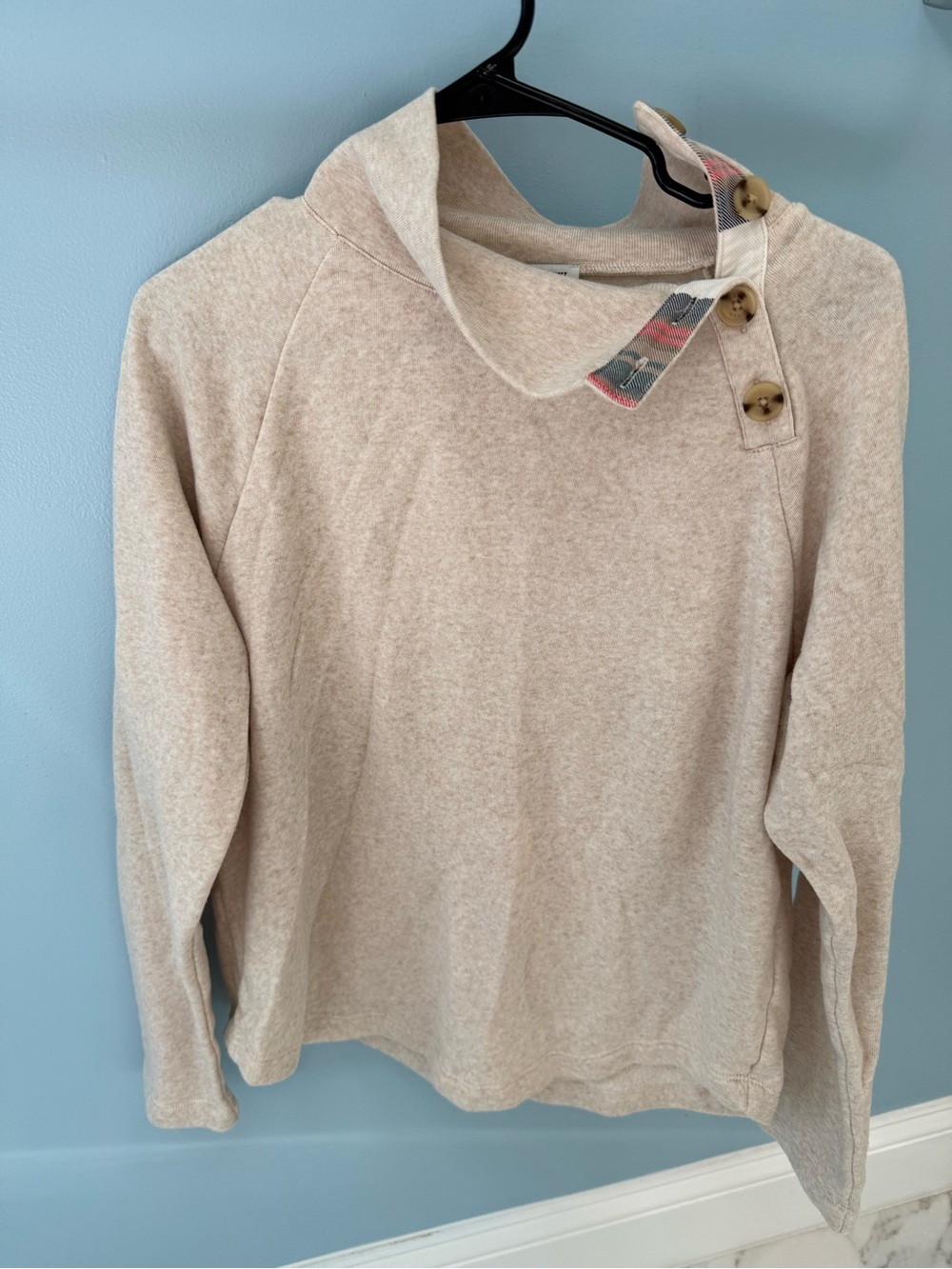 J. Crew Beige Button-Detail Sweatshirt